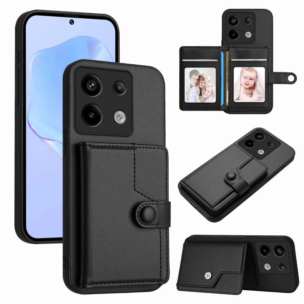 Für Xiaomi Poco X6 5G/Xiaomi Redmi Note 13 Pro 5G Hülle RFID-Blockierender Kartenhalter Ständer TPU + PU-Leder Handy-Rückseite