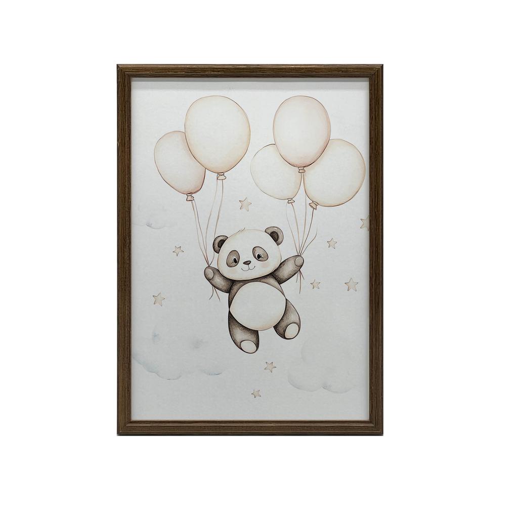 Plakat Uśmiechnięta Panda Z Balonami Plakat Uśmiechnięta Panda Z Balonami, 30X40 Cm, Rama Drewniana Jasny Dąb, Papier Matowy 230 Gsm