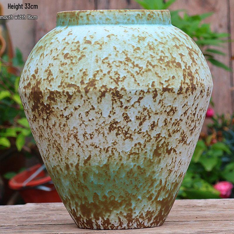 Large Retro Handmade Ceramic Planter for Succulents and Bougainvillea - Aged Coarse Pottery for Hotel and B&B Decor.