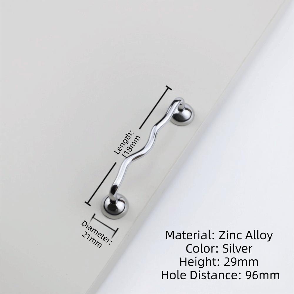 Wave Shaped Cabinet Door Handles Bright Silver Wardrobe Pulls Cabinet Bar Pulls  For Wardrobe