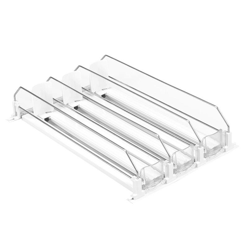 ABMH-Canned Beverage Push Rack Drink Organizer Dispenser Spring Push Adjustable Width Storage Shelf E-Shaped 410Mm 4 Rows