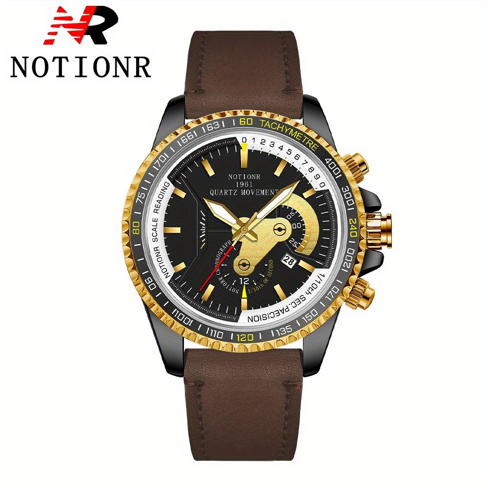 Notionr Men S Watch Casual Men S Date Display Quartz Watch коричневый