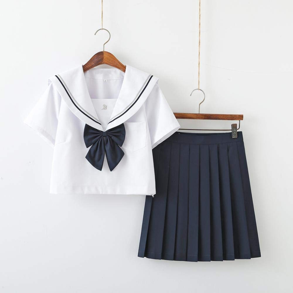 Aculldo Sailor Short Sleeve and Long School High School Girl JK Two Authentic Plus Size Sleeve Uniform, Sleeve, Girls' Uniform, Uniform, 3-Piece Set,