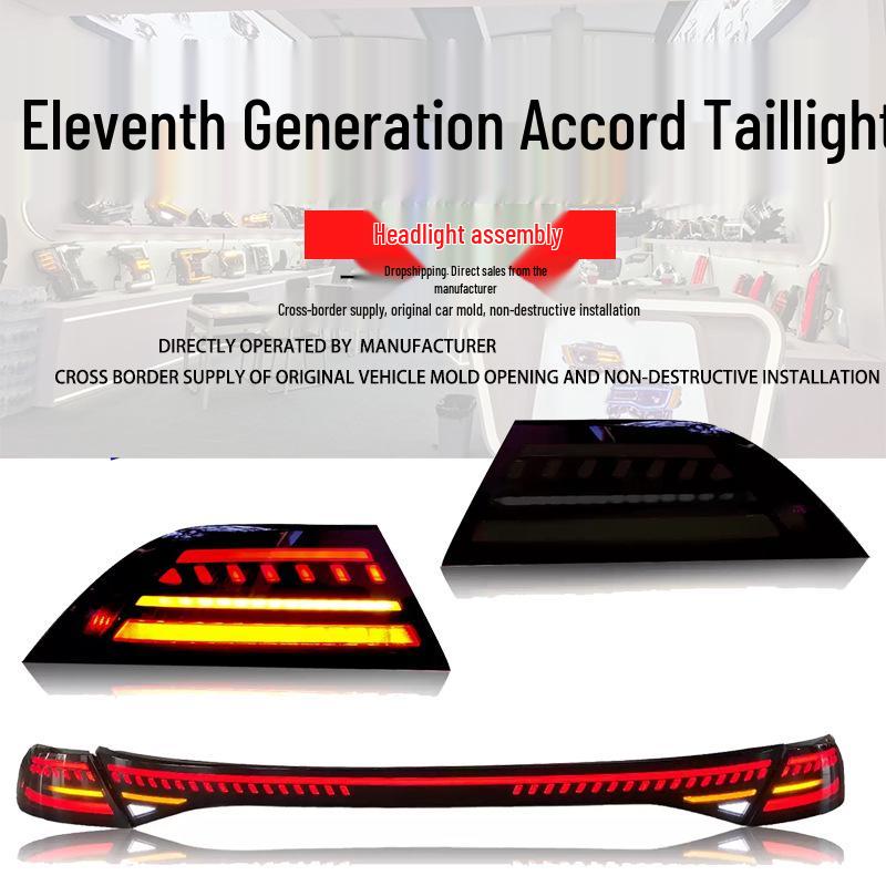 LED Taillight Assembly For 2023-2025 Eleventh Gen Accord: Enhanced Through-Flowing Light, DRL, Turn Signal Gray for 23-25 Model