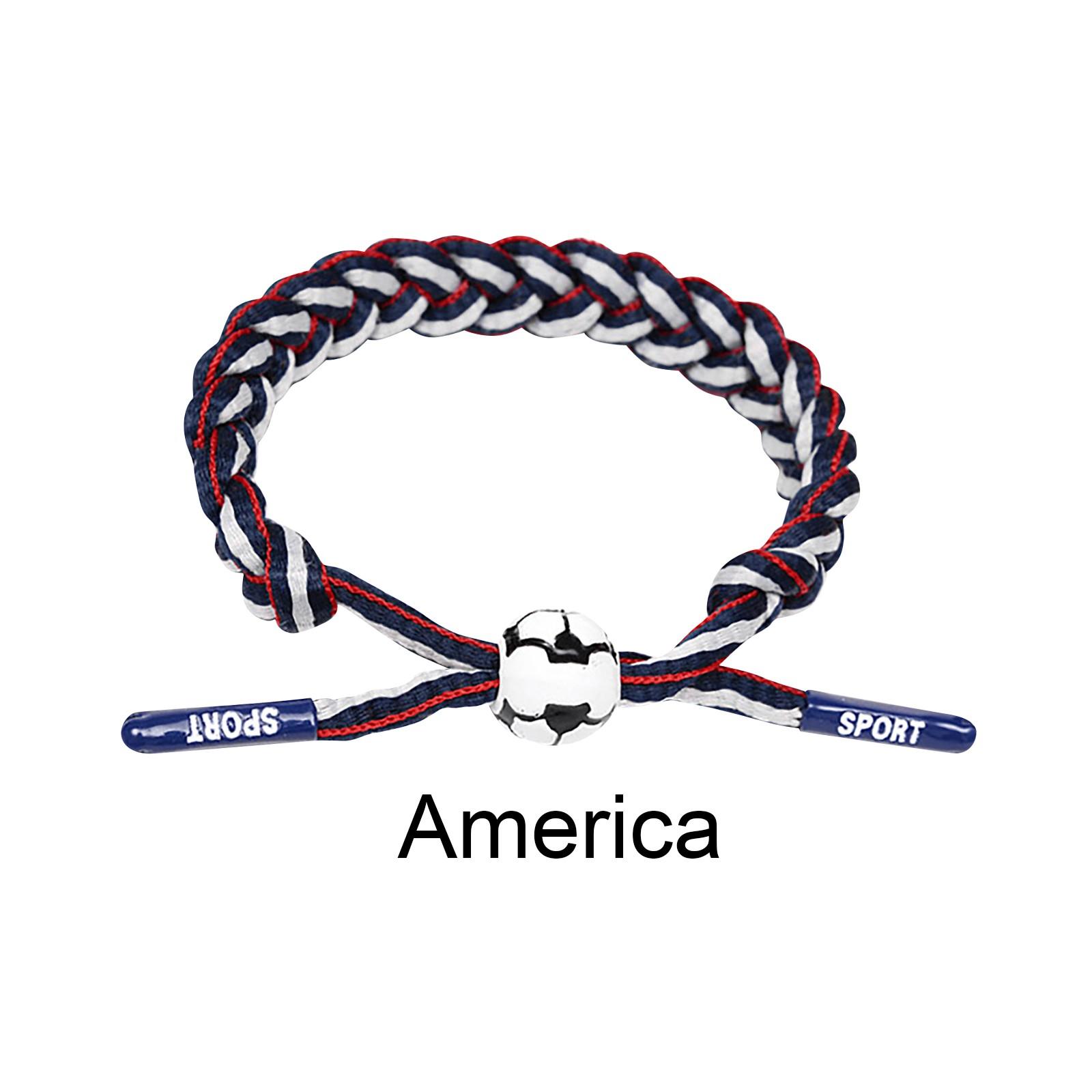 

Braided Adjustable Sports Bracelet with Soccer Ball Charm Woven Identification Band for Fans Support and Team Spirit One Size