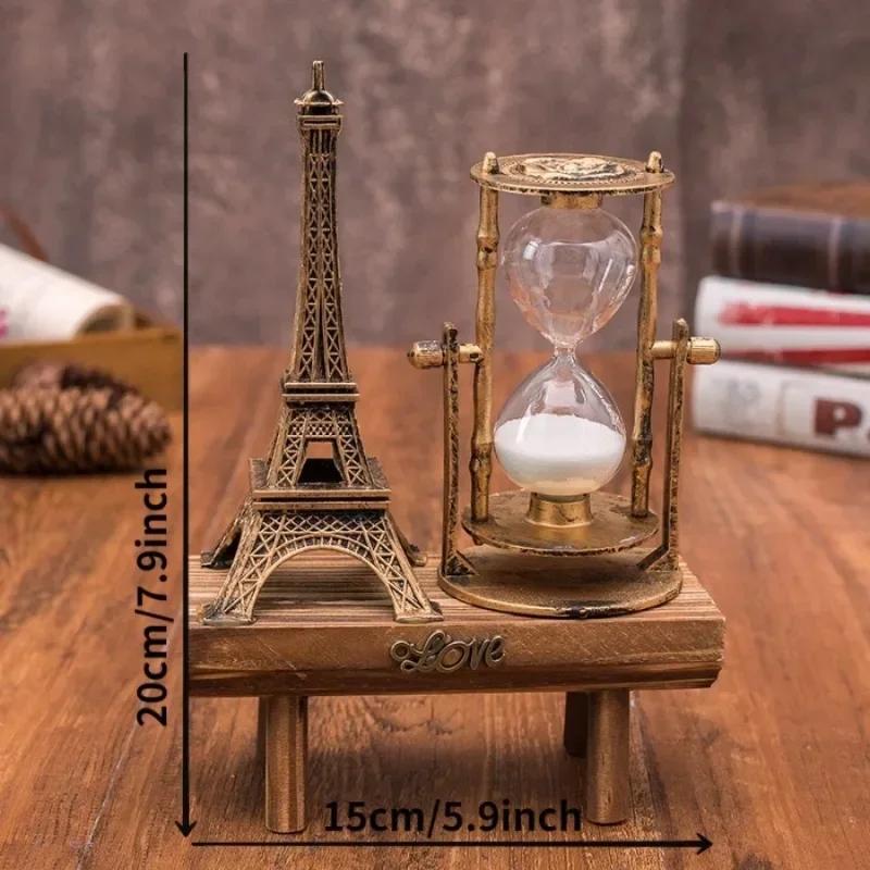 Vintage Metal Hourglass Timer Iron Tower Hourglass Ornaments Sandglass Sand Clock Living Room Ornaments Office Desktop Decor