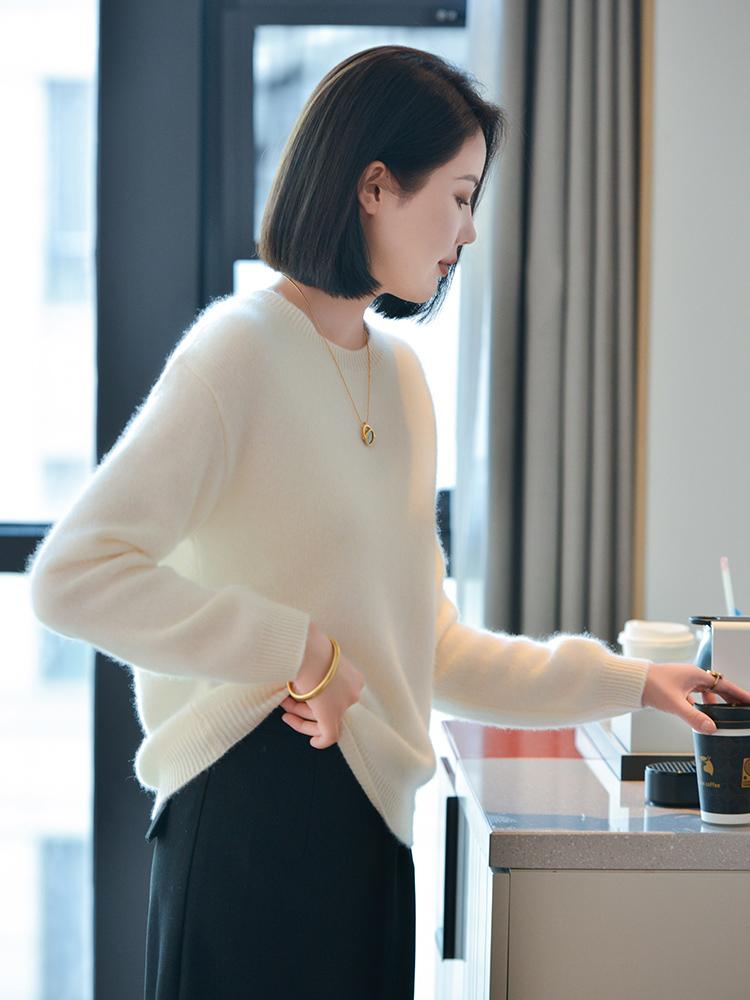 Women's Cashmere Sweater Qinghe Cashmere 30% Cashmere 70% Wool Autumn and Winter Cashmere Pullover Soft and Warm
