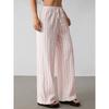 Casual Loose Striped Drawstring Elastic Waist Contrasting Color Multi-color Wide-leg Pants Women
