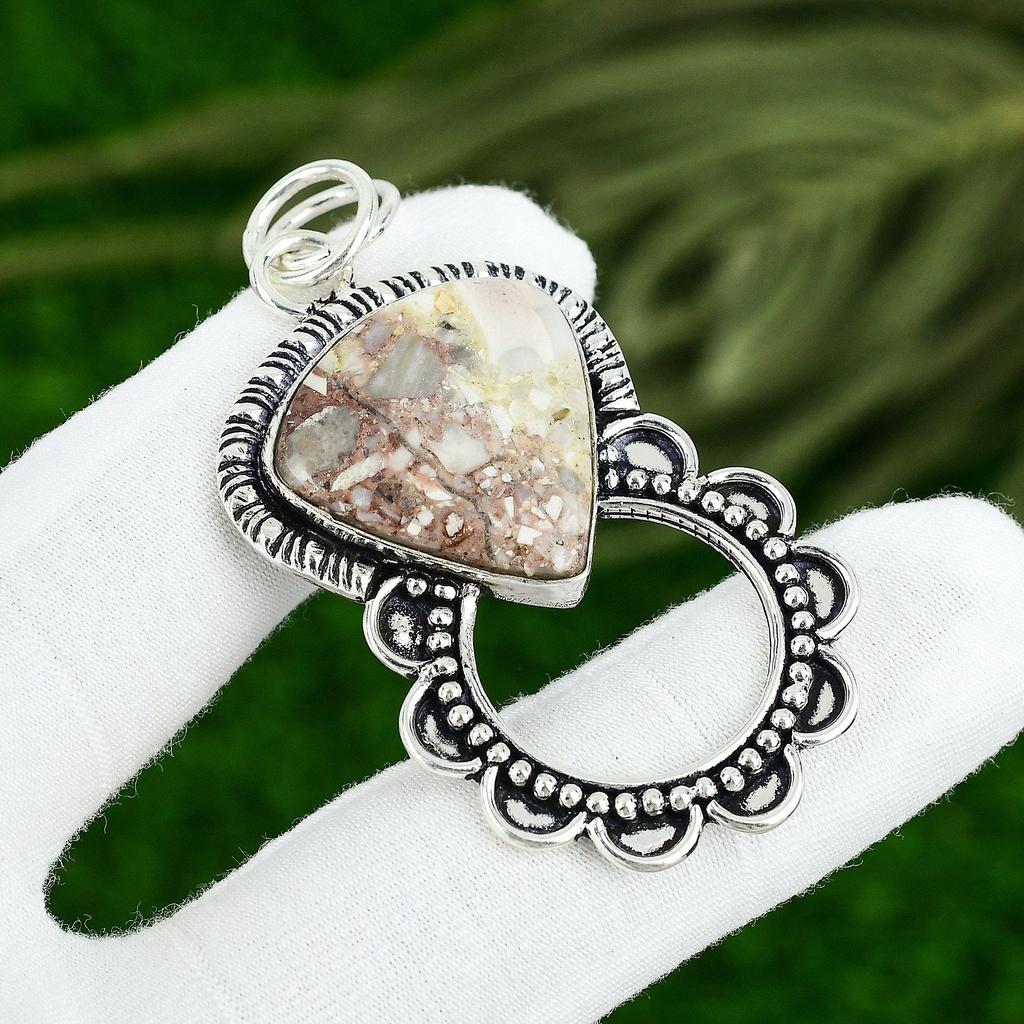 Mothers day Sale 925 Silver Natural Red Brecciated Mookaite Elegant Wife Pendant