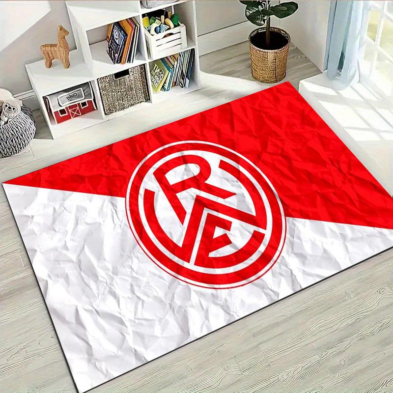 Remo FC Red White Crumpled Paper Shield Logo Print Area Rug Brazilian Soccer Floor Carpet Football Fan Living Room Bedroom Home Decor Mat