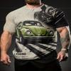 Men's Retro Engine Pattern T-shirt 3D Digital Printed Breathable Summer Round Neck Short Sleeve Top Polyester Fiber Regular Edition Casual Wear