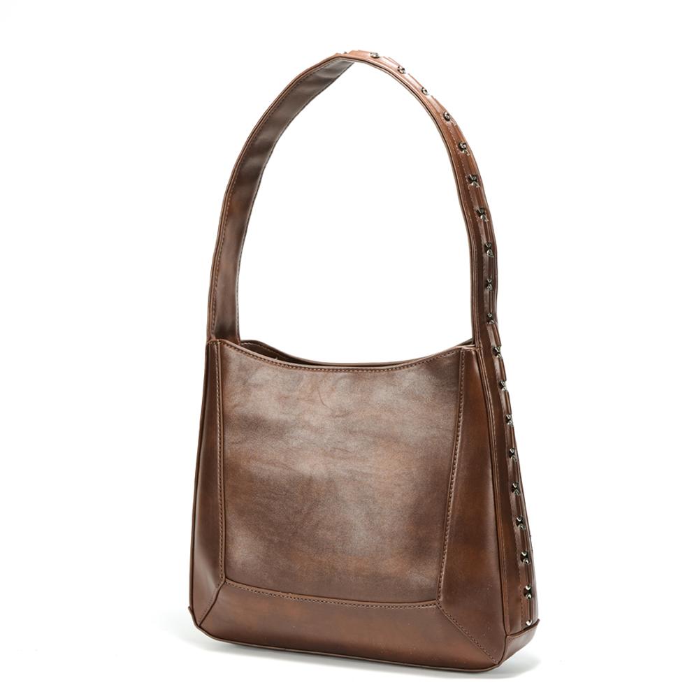 

Annmouler Large Capacity Tote Bag for Women, Quality Shoulder Bag, Elegant Brown Sling Handbag with Metal Decor 30x7x26 коричневый