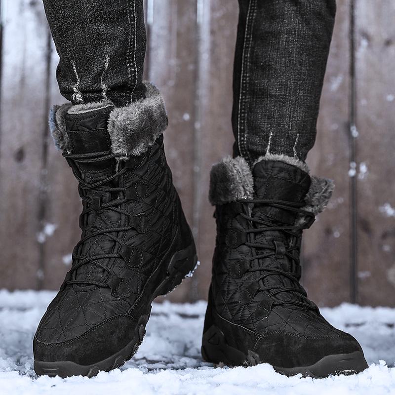 Men Winter Snow Boots Super Warm Men Hiking Boots High Quality Waterproof Leather Men's Boots Outdoor High Top Motorcycle Boots