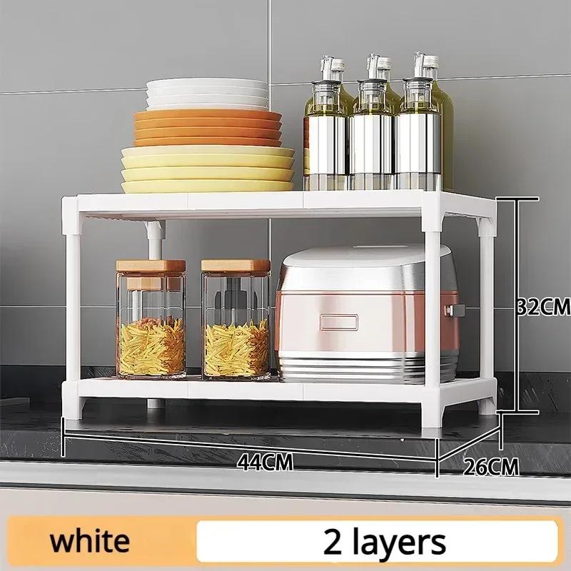 2/3/4-Tier Organizer Rack Seasoning Shelf Organizer For Home Bathroom Storages Racks Kitchen Oven Microwave Pot Storage Shelf