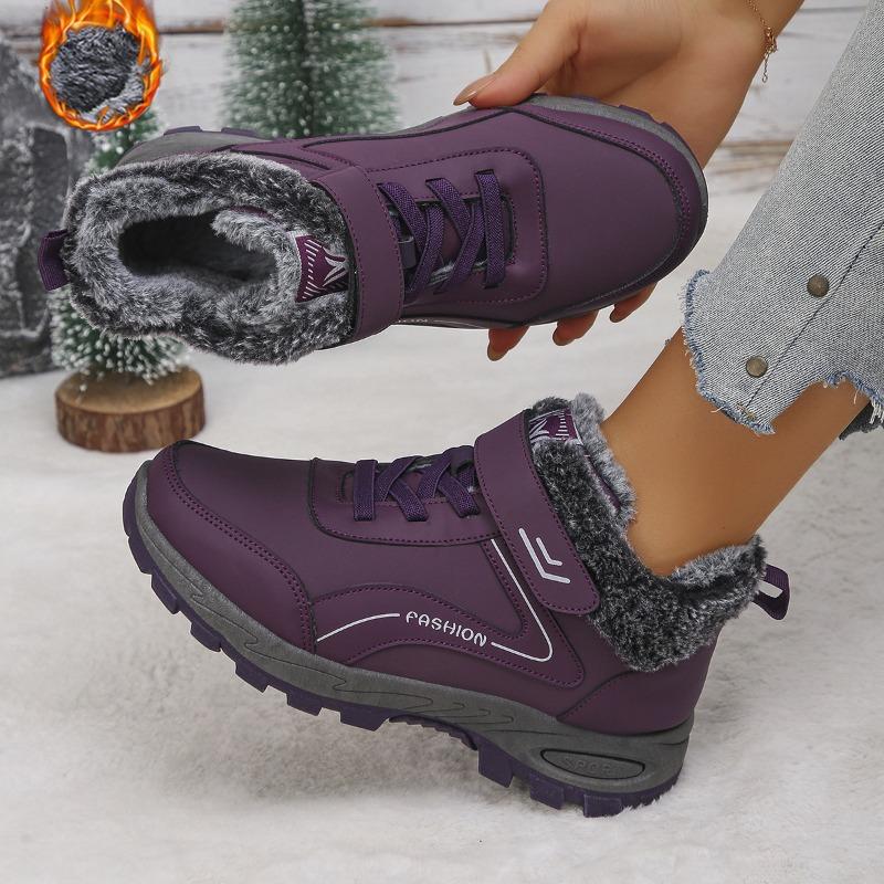 New Winter Cotton Shoes Women's Thickened Long-haired Piled Warm Women's Snow Boots Cold-resistant Outdoor Large-size Women's Shoes