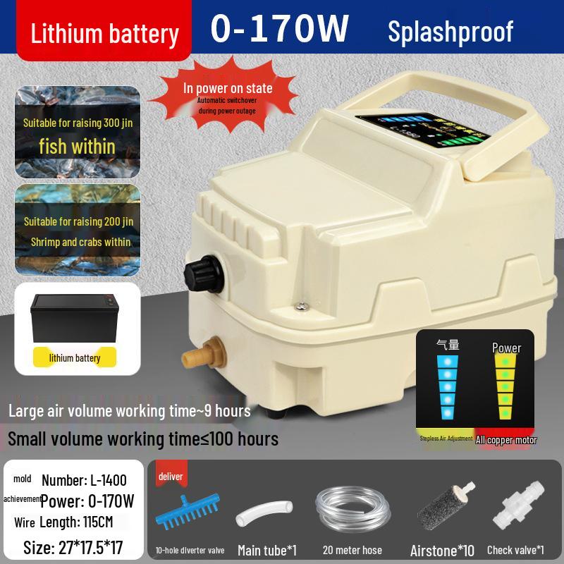 High-Power Adjustable Lithium Battery Oxygen Pump for Fish Tanks and Ponds