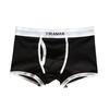 Male Underwear Ribbed Moisture Wicking Seamless Stylish Letter Print Patchwork Color U Convex Shorts Briefs Daily Wear