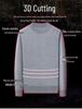 Men's Velvet Knitted Round Neck Sweater - Thick Warm Base Layer for Autumn/Winter.