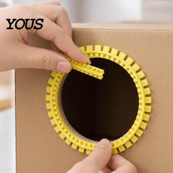 Hair Remover Cat Self Groomer for Cardboard Boxes, DIY Grooming Brush Tunnel Toy Ring, Hands-Free Massage Comb House Door Hole Control