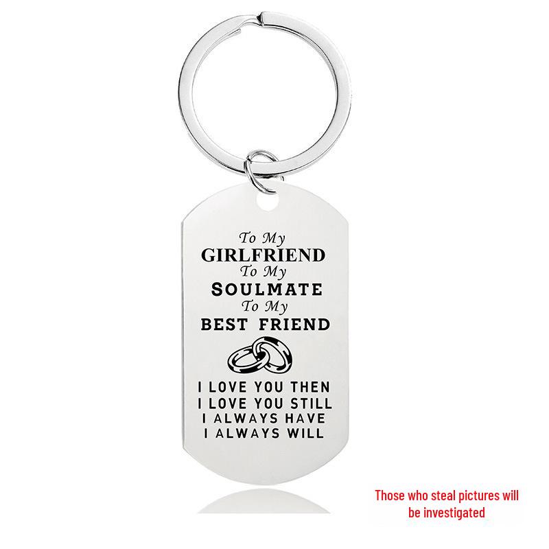 Breloc Militar Gravat din Oțel Inoxidabil - Cadou de Ziua Îndrăgostiților pentru Cupluri