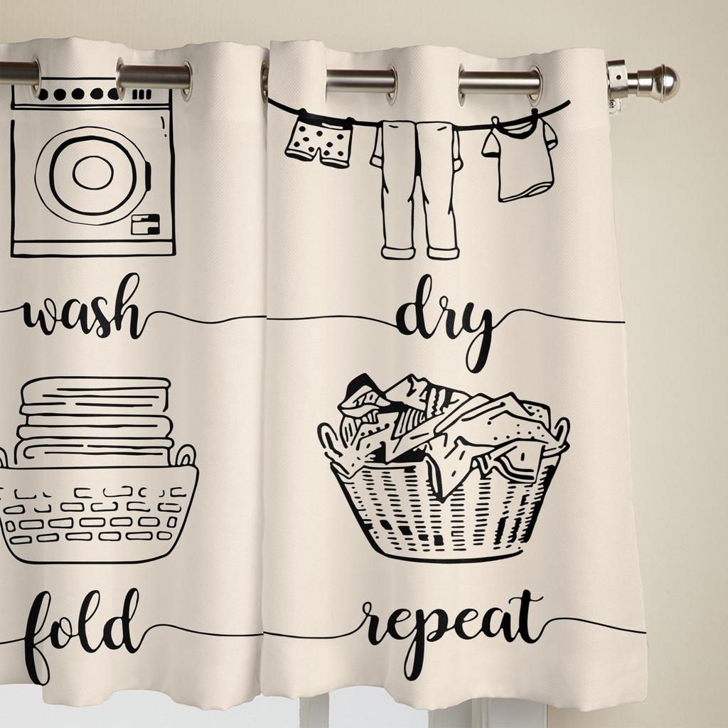 Rysunek pralni Retro Okna Zasłony Salon Luksusowy wystrój Zasłony świąteczne Sypialnia Kuchnia Draperie okienne