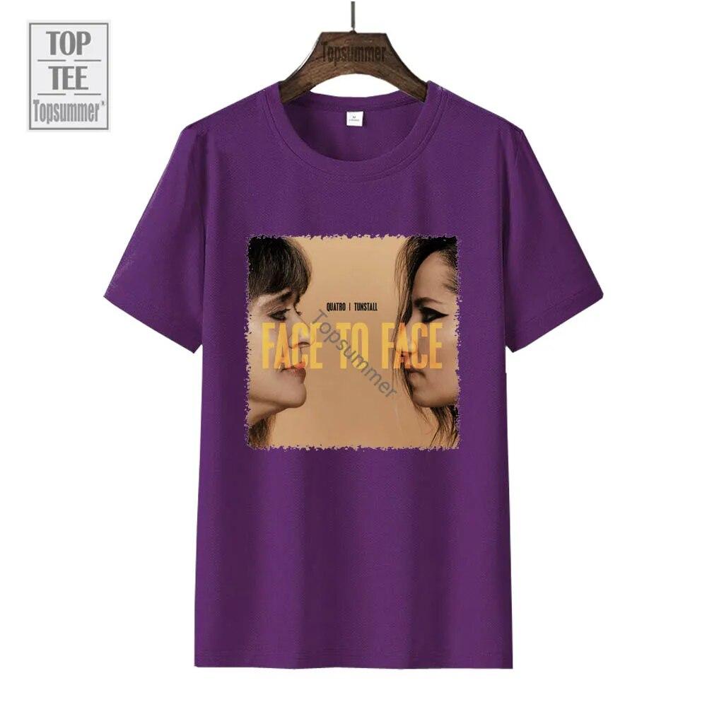 Face To Face Album T-Shirt Suzi Quatro Tour T Shirt Unisexs Rock Streetwear Graphic Print T Shirts Womens Cotton Tops Tees