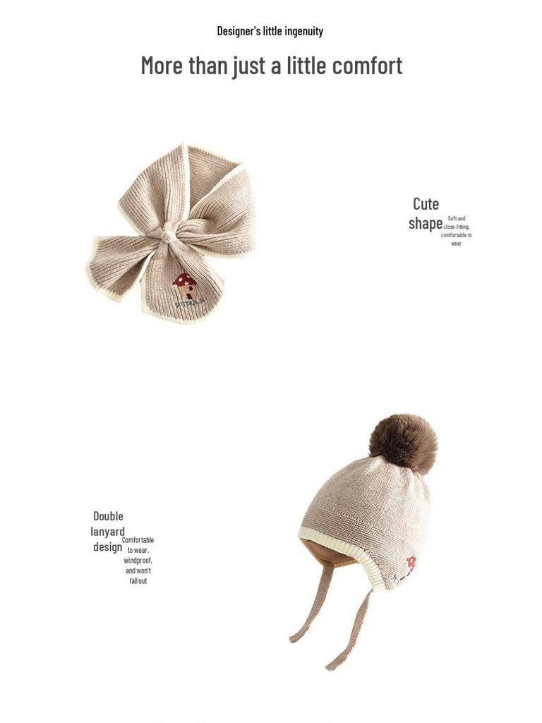Kids' Knit Hat & Scarf Set: Windproof, Warm, Ear-Protective Accessories