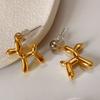 Gold and Silver Color Contrast Fashion Animal Balloon Dog Drop Earrings for Women Children Girls Punk Jewelry