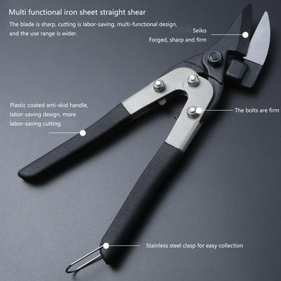 Multifunktionale Blechschere, gerade Schere, Cutterschere mit gebogener Klinge, glatte Schneideschere, Eisenschere mit langem Hebel