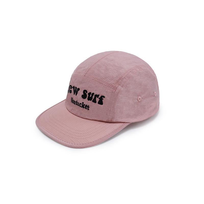 

Solid Color 5-Panel Baseball Cap with Embroidered Letter Decor, Nylon Fabric, Unisex for Men Women, Ideal for Outdoor Run Adjustable розовый
