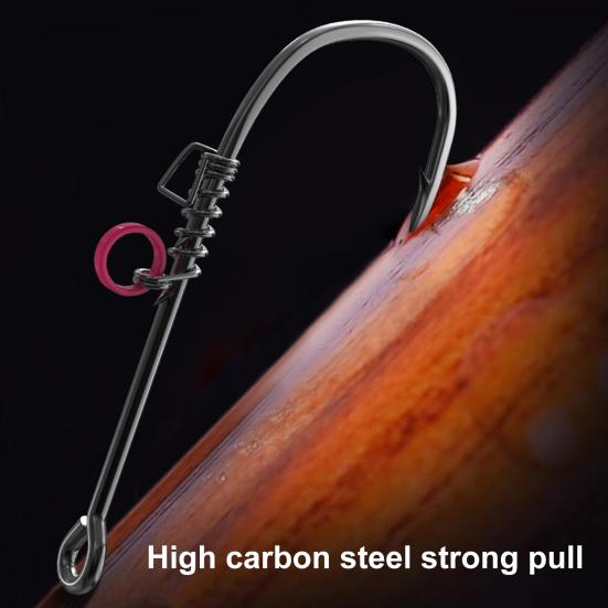 Befestigungshaken für lebende Garnelen, robuster Angelhaken aus Karbonstahl mit Widerhaken und Loch, Angelhaken für Süßwasser und Salzwasser, Wels, Barsch, Angelzubehör