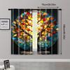 2pc,  Window Drapes Color Mosaic Tree Art 100% Polyester,Without Electricity Family Party Decoration Perfect for Holiday