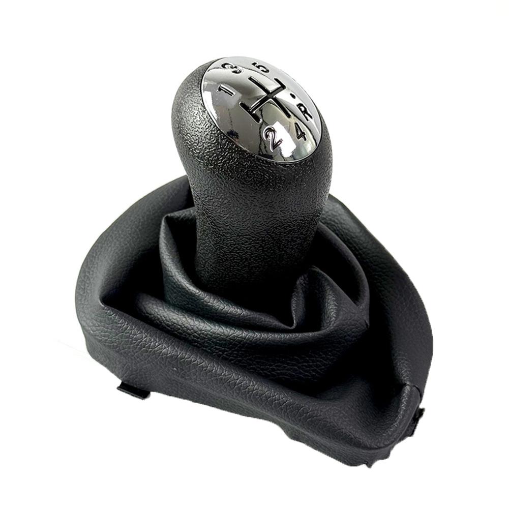 5-Speed Leather Shift Knob with Dust Cover for Renault Logan II 2013-2022, Premium ABS & Leather Gear Lever for Smooth Shifting