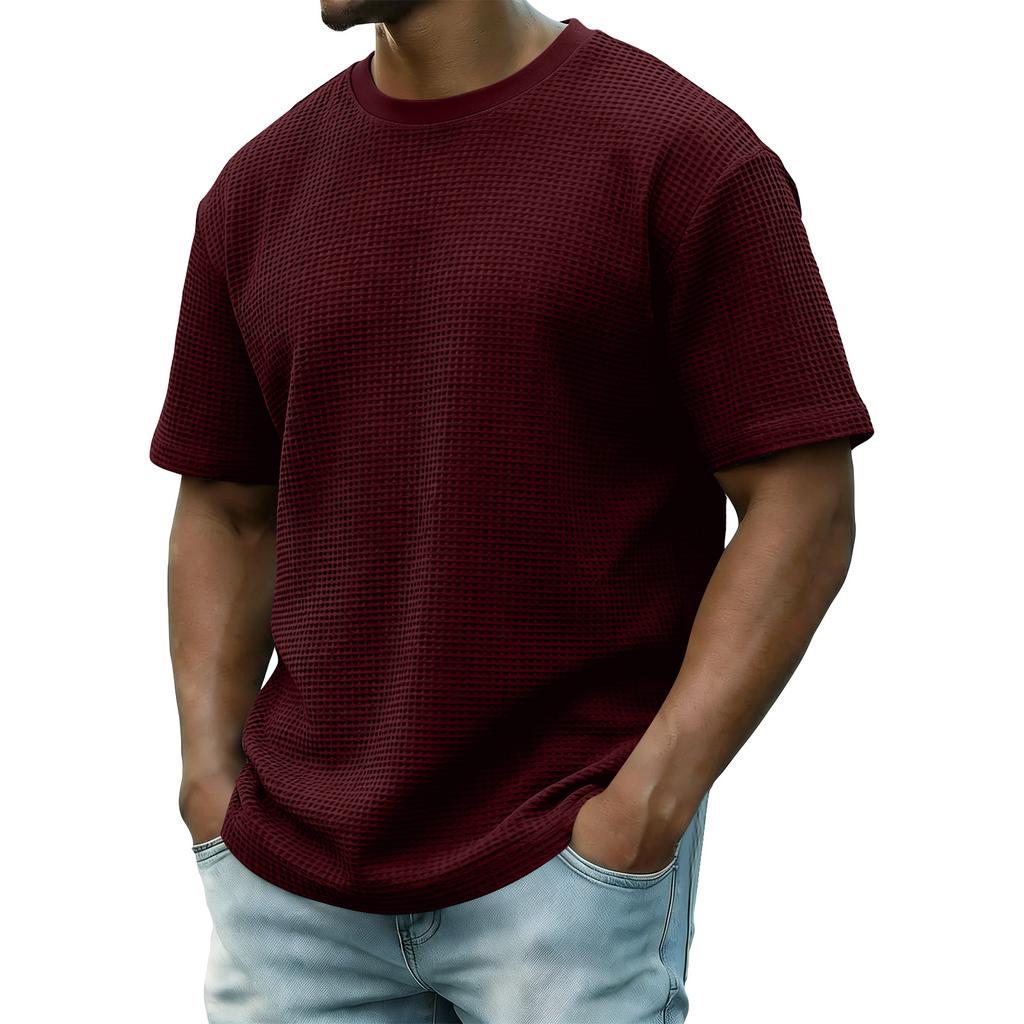 Men's Summer Short-Sleeve Top Men's Casual Fashion Textured Short-Sleeve Top