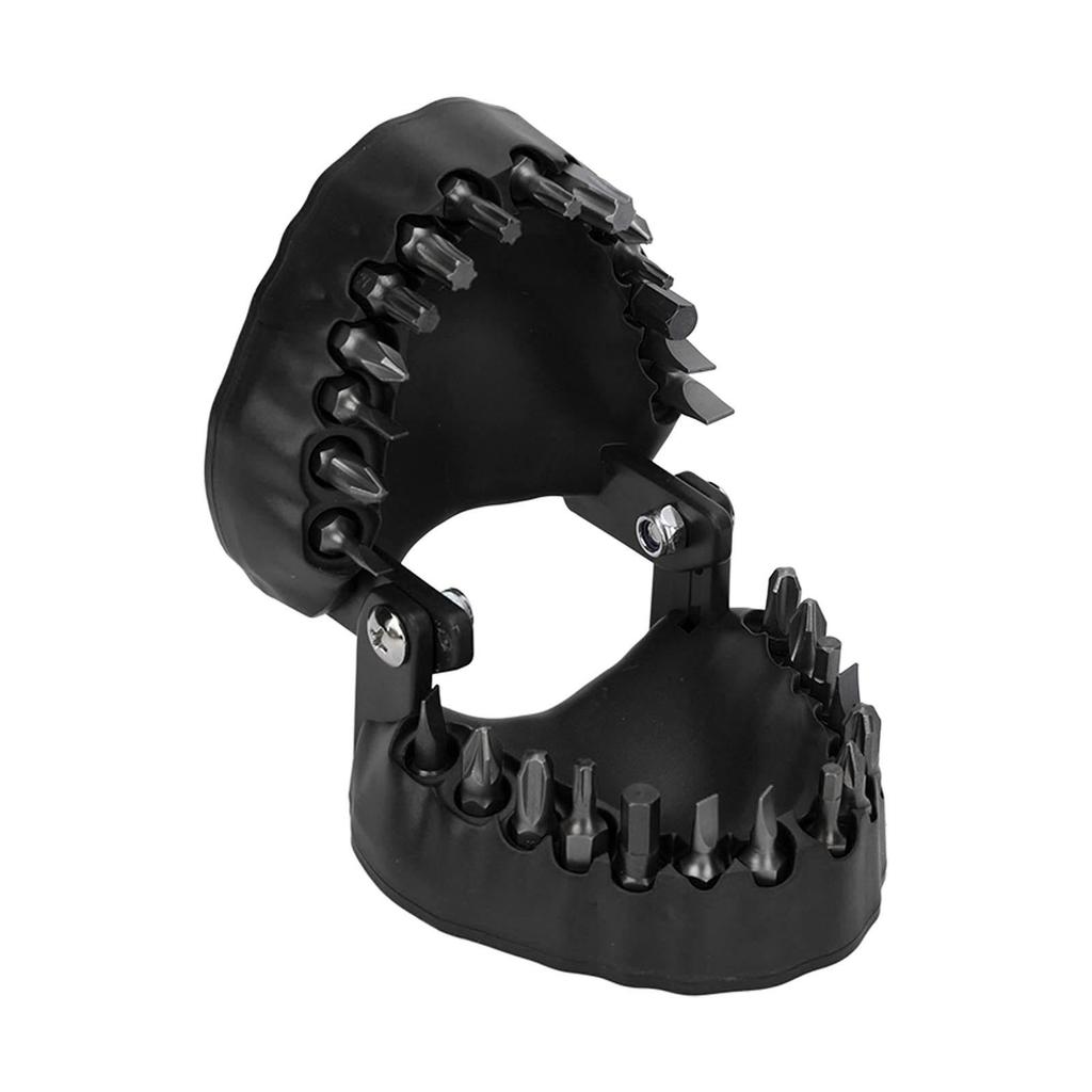 Denture Drill Bit Holder Teeth Model Shaped Full Opening Screwdriver Bit Organizing Holder with 28 Drill Bits