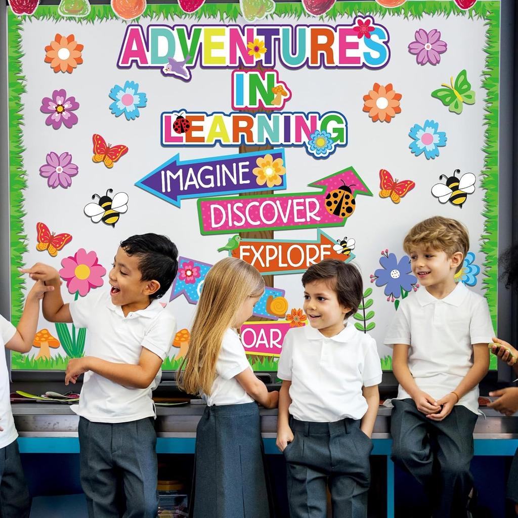 56 Piece Adventures In Reading Bulletin Board Classroom Decoration Flower Signpost Paper Cutouts Supplies Colorful Floral Bulletin Board Decorations