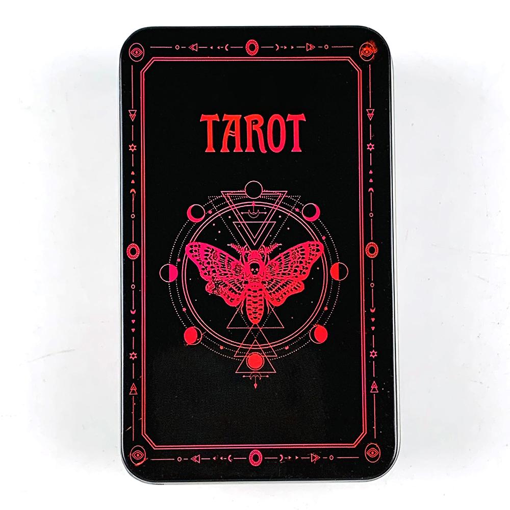 High-Quality Tin Metal Box Tarot Card 78 Cards Gilded Edge Guidebook With Paper Guidebook,Halloween and Christmas Card Games