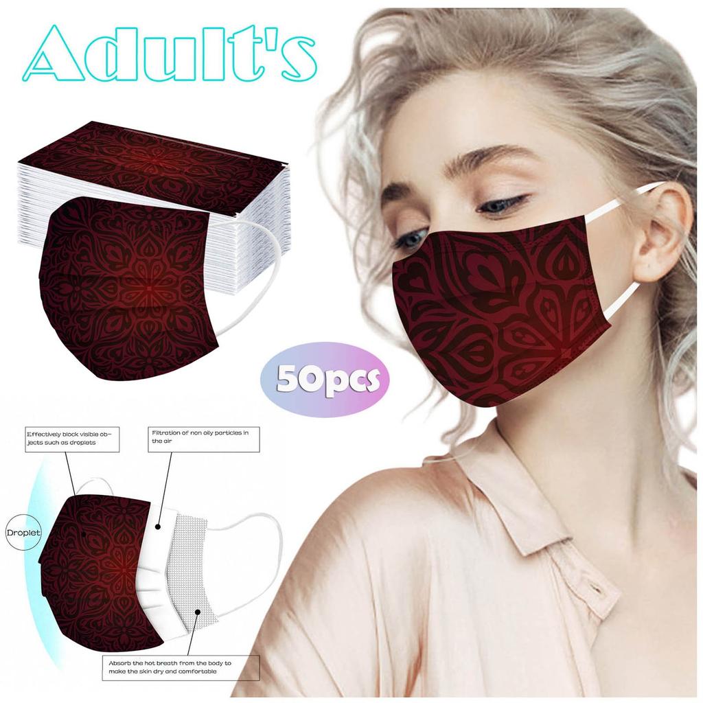 Adult Women Man Disposable Face Mask Industrial 3Ply Ear Loop 50PC Mask