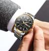 Butterfly Clasp Men's Ultra-Thin Luminous Stainless Steel Dual Calendar Waterproof Quartz Watch