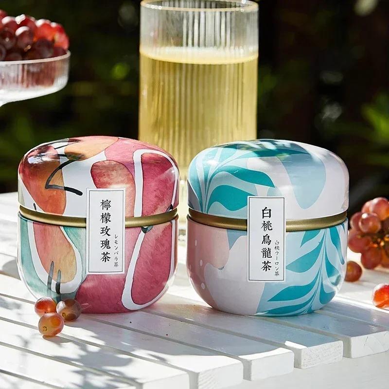 Tea Caddy Mini Portable Storage Boxes Candle Cans Tea Box Containers Snacks Coffee Candy Small Sealed Jars Tin Packaging Teaware