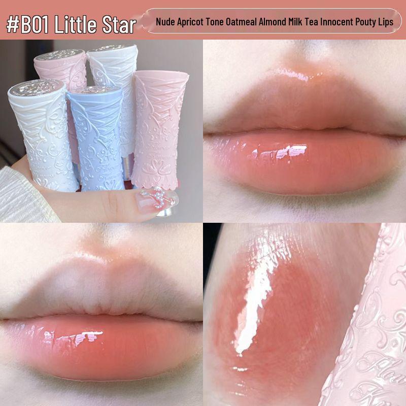 Flower Knows Swan Ballet Lip Glaze: Mirror Finish, Non-Transfer, Watery Light, Nude Lipstick for Women.
