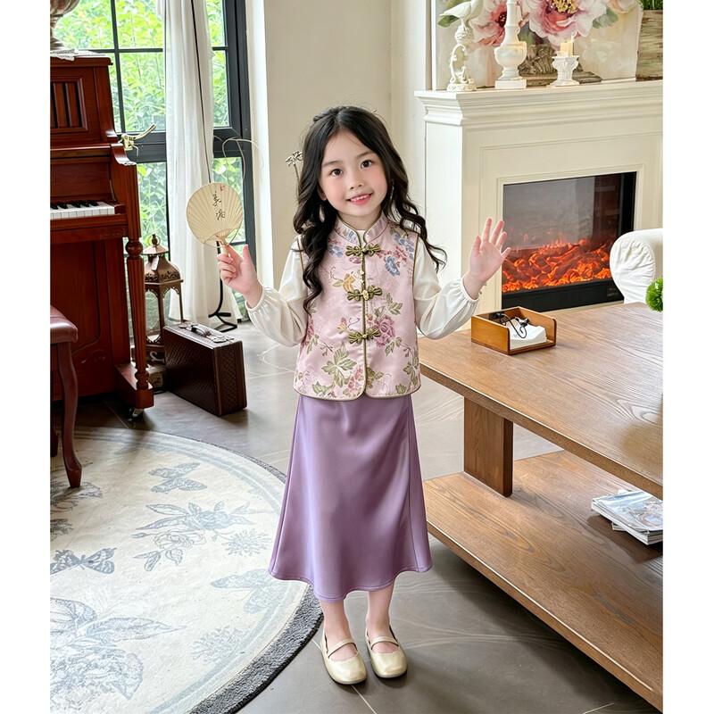 Girls' Traditional Chinese Style 3-Piece Outfit