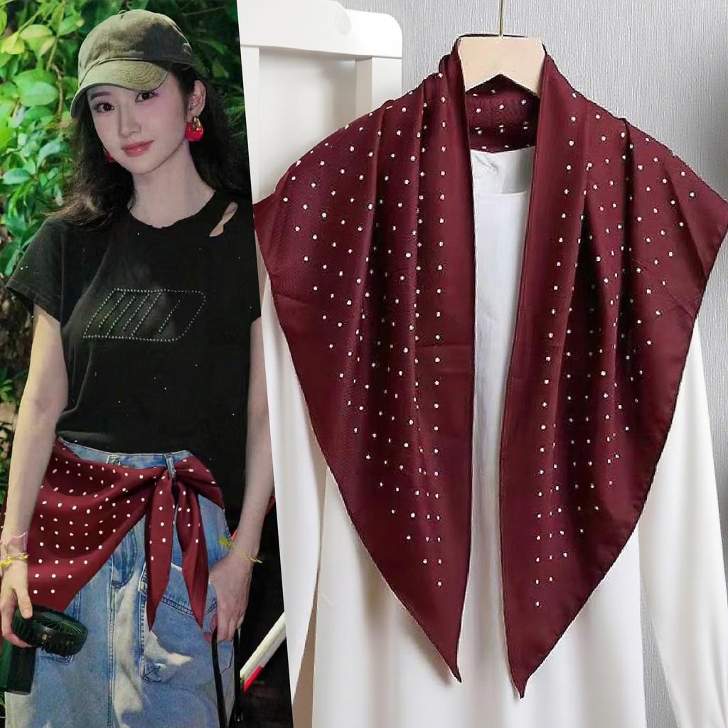 Retro American printed triangle scarf women's versatile atmosphere decorative headscarf multi-functional fart curtain neck scarf silk scarf