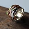 Peridot Ring, Spinner Ring, Messing Silber Drehring, August Geburtsstein, Silber Daumenring Damen, Meditationsring, Neujahrsgeschenk, Geschenk Für Sie