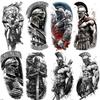 1 Sheet Spartan Warrior Temporary Tattoos For Men Adults Knight Sword Tattoo Sticker Arm Leg Forearm Body Waist Waterproof Decor