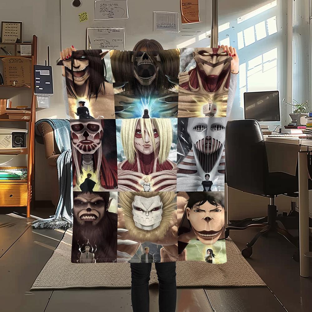 1PC Attack on Titan Print Flannel Blanket, High quality All Seasons, Home Decor, Warmth and Comfort, Perfect for Christmas Gifts