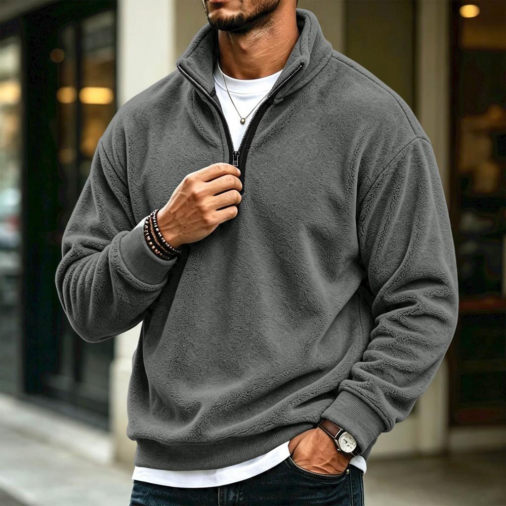 Men's Casual Quarter-Zip Long Sleeve Sweatshirt