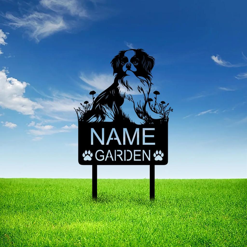 Japanese Chin Dog Memorial Metal Garden Stake Personalized Pet Grave Marker Sign