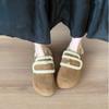 A Lazy Person Wears Thick-soled Women's Shoes with A Half-slipper Toe and Fleece Slippers on Top