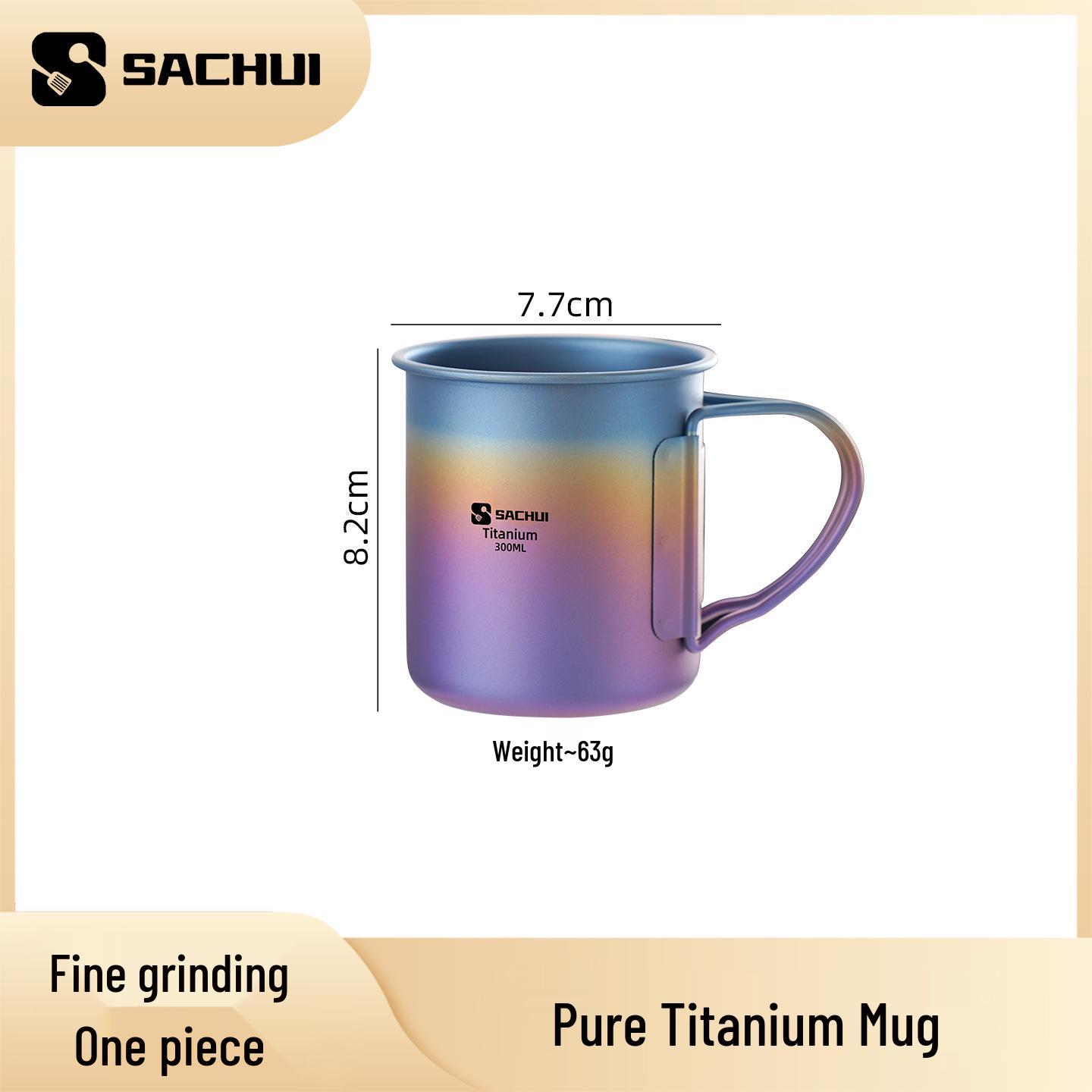 

300ml Titanium Camping Mug with Folding Handle – Outdoor Water, Tea, or Coffee Cup Pure Titanium
